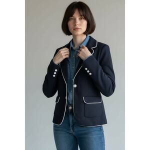 Banana Republic Women’s Italian Wool Preppy Blazer Navy Corpcore Business Casual